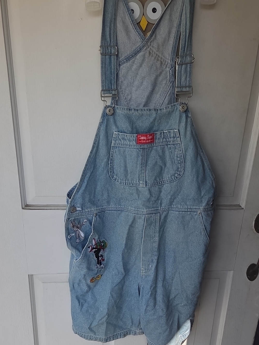 Jeans Back Pocket with Looney Tunes Label Vintage Festival Overalls Shorts Large